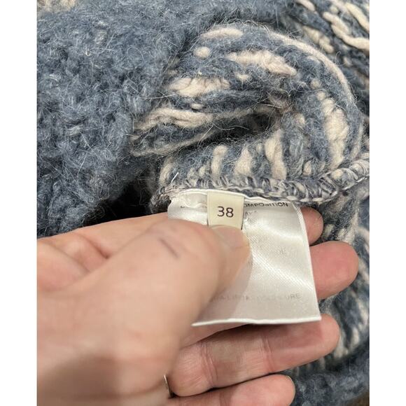 Stella McCartney Womens Crochet Hooded Thick Warm Sweater Blue White Size 38/XS‎ - Picture 13 of 14